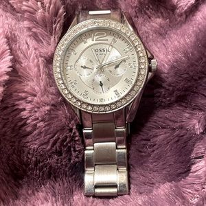 **SOLD**Fossil Riley Multifunction Stainless Steel Silver Watch